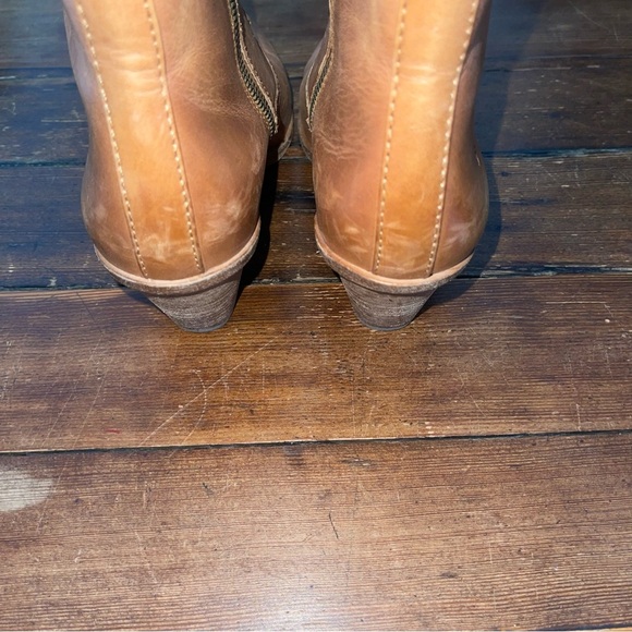 Frye Tan Leather Ankle Booties with Stacked Heel - Picture 6 of 7